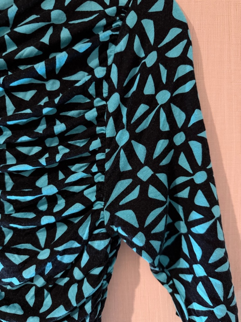 Anthropologie Tracy Reese Blue Geometric Wrap-Style Stretch Knit Dress Medium - Picture 8 of 9